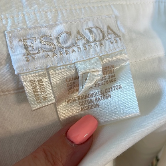 ESCADA by Margaretha Ley cotton white button up shirt embroidered butterflies M - Picture 13 of 16